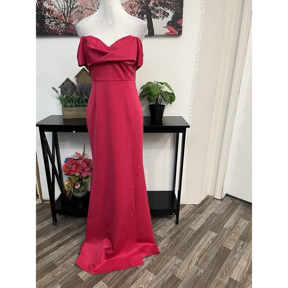 Fashion Nova Women Maxi Dress - Fuchsia Size M Off Shoulder Hidden Back zipper - Picture 3 of 11